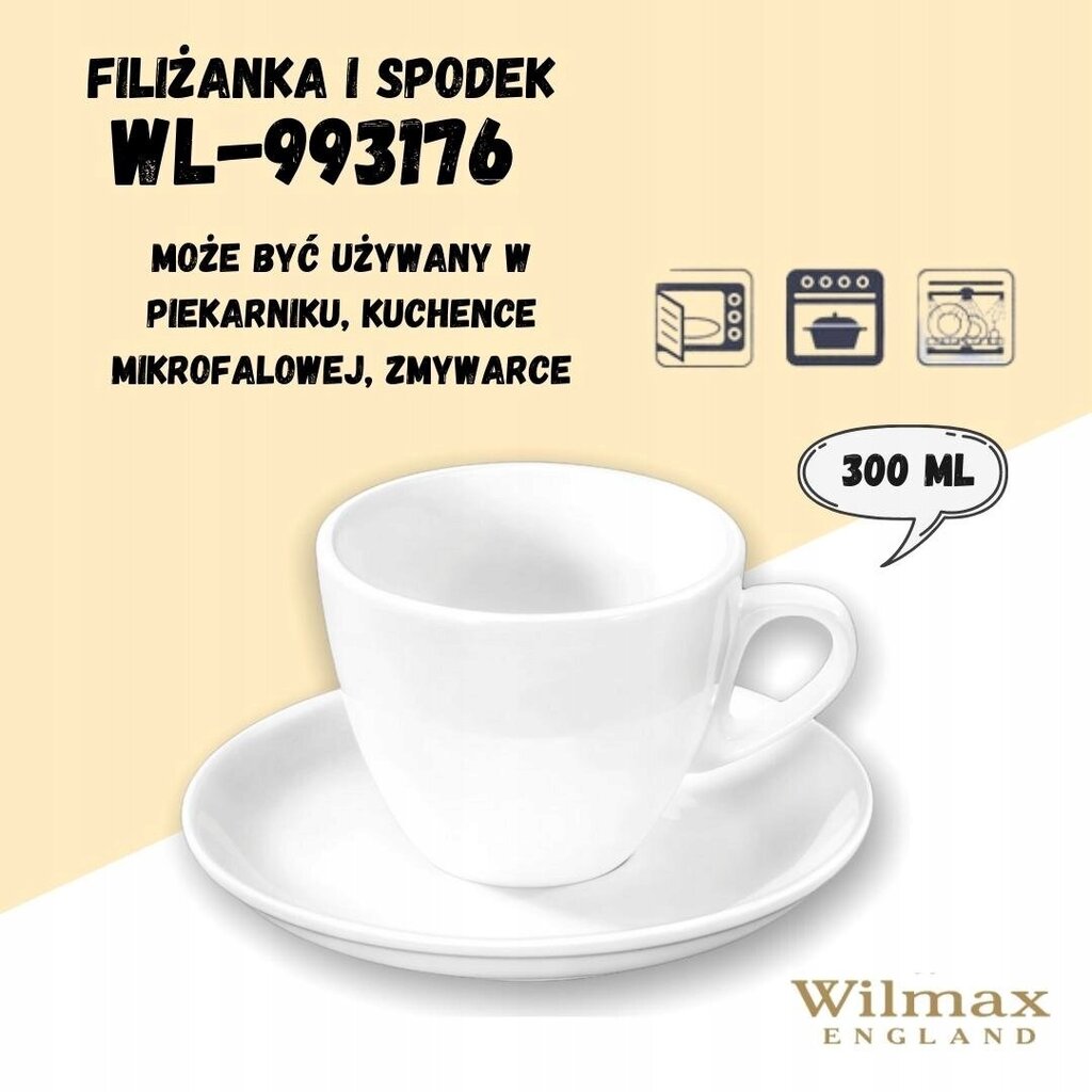 Wilmax puodelis su lėkštute, 300 ml kaina ir informacija | Taurės, puodeliai, ąsočiai | pigu.lt