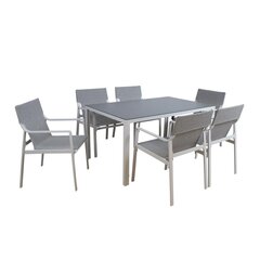 Garden furniture set OSMAN table and 6 chairs, light grey цена и информация | Комплекты уличной мебели | pigu.lt