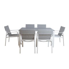 Garden furniture set OSMAN table and 6 chairs, light grey цена и информация | Комплекты уличной мебели | pigu.lt