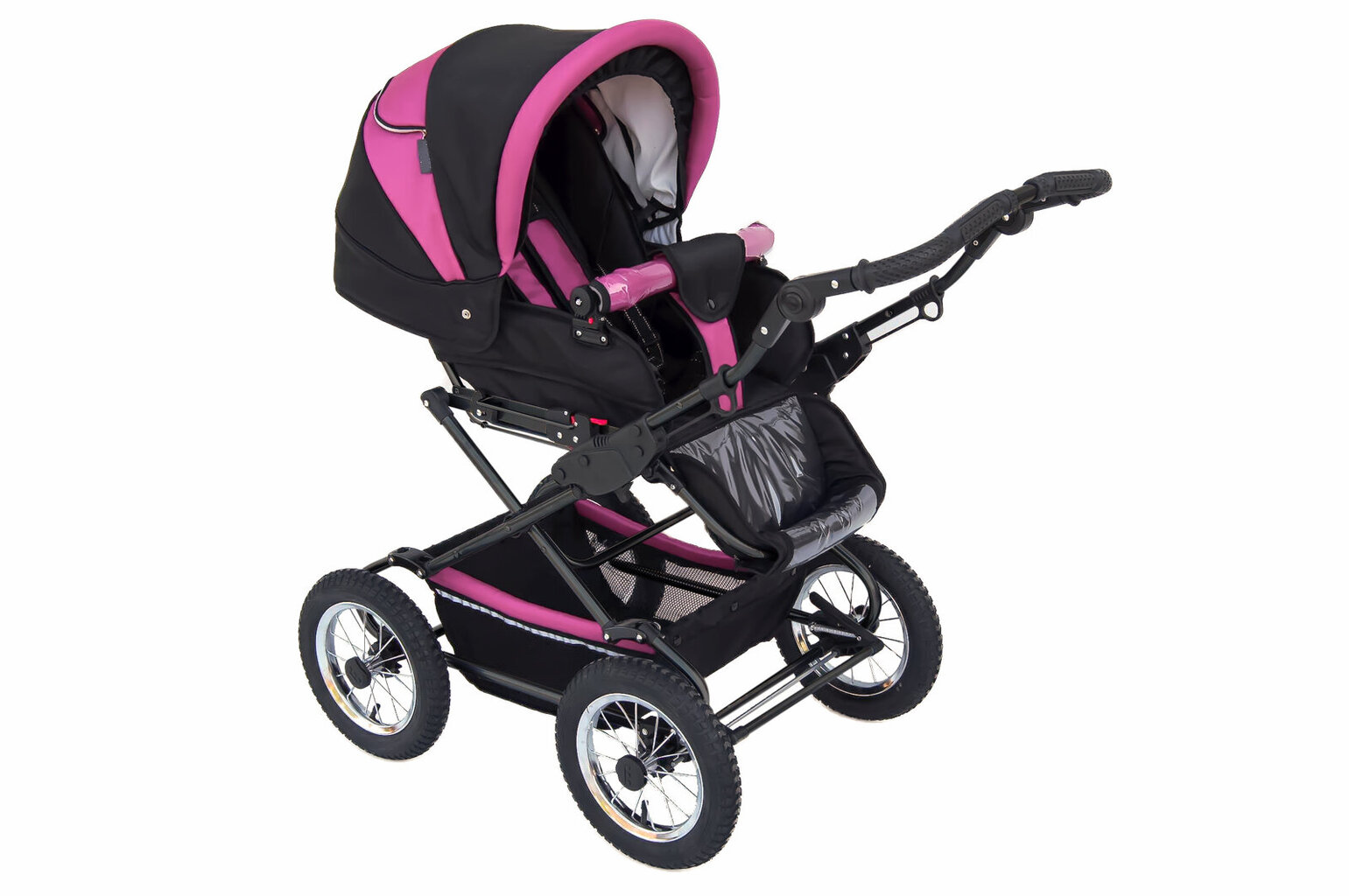 Vežimėlis - automobilinė kėdutė Baby Fashion Fanari 3in1, black/pink kaina ir informacija | Vežimėliai | pigu.lt