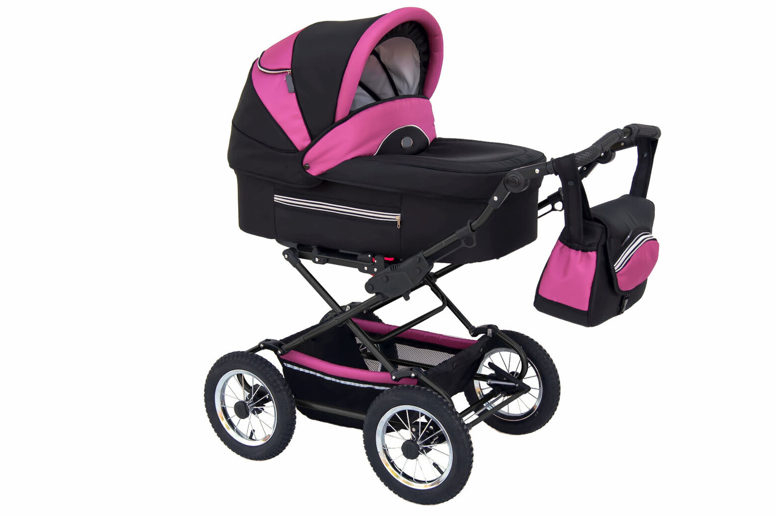 Vežimėlis - automobilinė kėdutė Baby Fashion Fanari 3in1, black/pink kaina ir informacija | Vežimėliai | pigu.lt