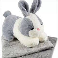 Pliušinis žaislas kiškis - pagalvė su antklode 3in1 Piccolo, pilkas kaina ir informacija | Minkšti (pliušiniai) žaislai | pigu.lt
