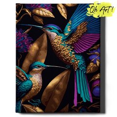 Tapyba pagal skaičius auksiniais blizgiais dažais Rėmelyje Auksiniai kolibriai Oh Art!, 40x50 cm kaina ir informacija | Tapyba pagal skaičius | pigu.lt