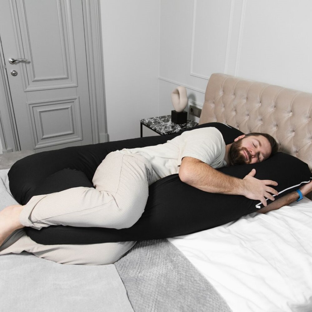U-formos miego ir maitinimo pagalvė nėščiosioms MKS, juoda, 100x150 cm цена и информация | Maitinimo pagalvės | pigu.lt