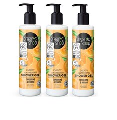 Energizuojanti dušo želė Organic Shop Mandarinas&Mango, 3 x 280 ml цена и информация | Масла, гели для душа | pigu.lt