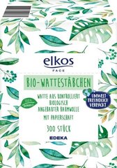 Палочки из органического хлопка Elkos, 300 шт. цена и информация | Ватная продукция, влажные салфетки | pigu.lt