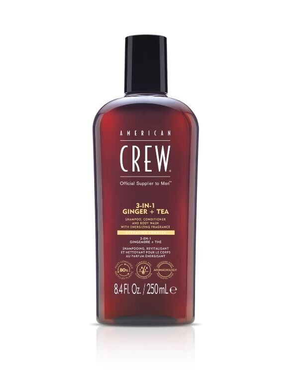 Šampūnas/kondicionierius/dušo želė American Crew 3in1 Imbieras + Arbata, 450 ml kaina ir informacija | Šampūnai | pigu.lt