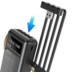 Dudao K18+ solar power bank USB-A | USB-C | Lightning | micro USB 20000 mAh - black цена и информация | Зарядные устройства Power bank | pigu.lt