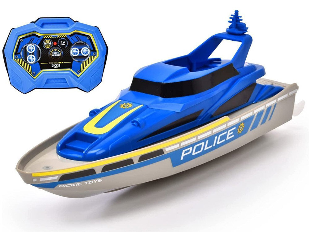 Nuotoliniu būdu valdoma policijos valtis Dickie Toys kaina ir informacija | Žaislai berniukams | pigu.lt