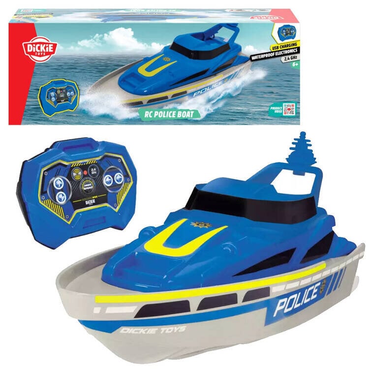 Nuotoliniu būdu valdoma policijos valtis Dickie Toys цена и информация | Žaislai berniukams | pigu.lt