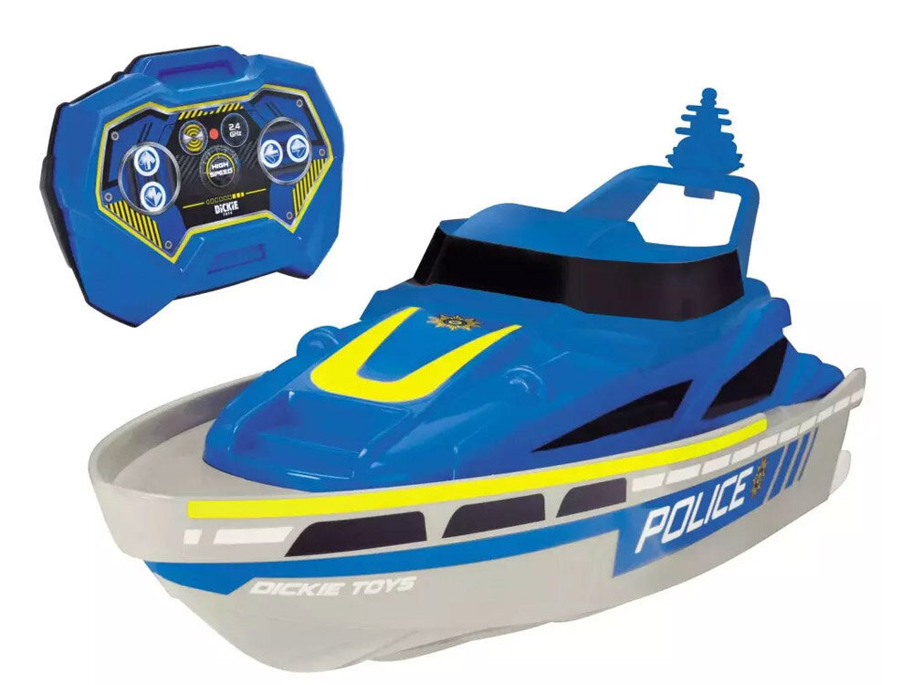 Nuotoliniu būdu valdoma policijos valtis Dickie Toys kaina ir informacija | Žaislai berniukams | pigu.lt