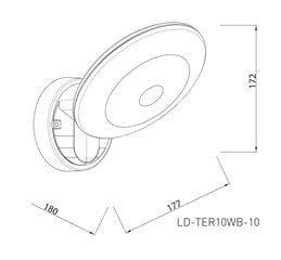 LED fasado šviestuvas TERRO, 10W, 1200lm, IP54, AC220-240V, 50/60Hz, 4000K, juodas, LD-TER10WB-10 kaina ir informacija | Lauko šviestuvai | pigu.lt