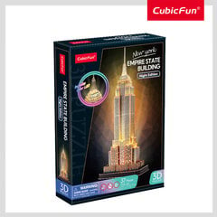 CUBICFUN 3D dėlionė „Empire State pastatas“ (LED) kaina ir informacija | Smėlio dėžės, smėlis | pigu.lt