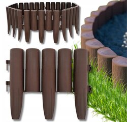 GARDEN PALISADE бордюр садового газона 280 см x 24 см КОРИЧНЕВЫЙ ВЫСОКИЙ цена и информация | Декорации для сада | pigu.lt