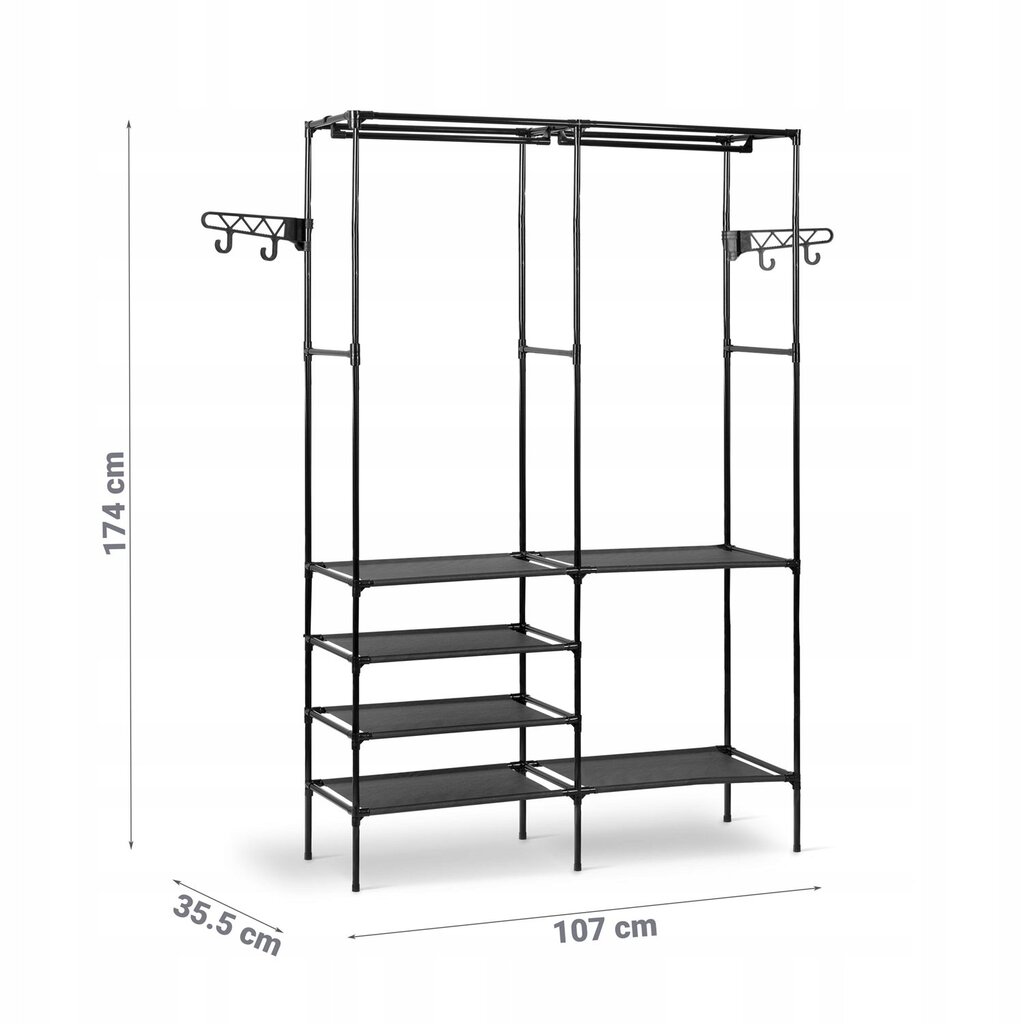 Drabužių kabykla Massida, 174x107, juoda kaina ir informacija | Drabužių kabyklos | pigu.lt