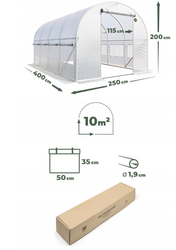 Šiltnamis, 4x2.5m цена и информация | Šiltnamiai | pigu.lt