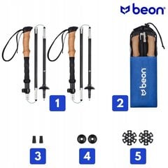 Палки для скандинавской ходьбы Beon Fold 110-130 см черные цена и информация | Палки для ходьбы | pigu.lt