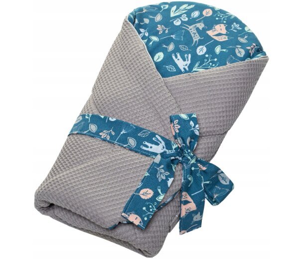 Medvilninis kūdikio vokelis - antklodė Infantilo, 75x75cm, pilkas/mėlynas kaina ir informacija | Vokeliai, miegmaišiai, pagalvės | pigu.lt