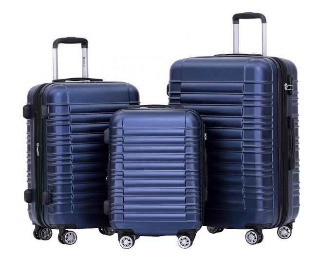3 lagaminų komplektas Suitcase, mėlynas цена и информация | Lagaminai, kelioniniai krepšiai | pigu.lt