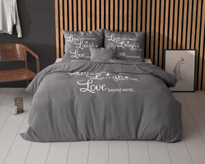 Комплект постельного белья Live, laugh and love, 140x220 см, темно-серый цена и информация | Постельное белье | pigu.lt