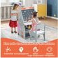 Dvipusis vaikiškas stalas ir kėdė su magnetinė lenta Costway,pilkas kaina ir informacija | Vaikiškos kėdutės ir staliukai | pigu.lt