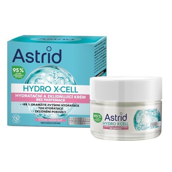 Drėkinamasis veido kremas jautriai odai Astrid Hydro X-Cell, 50 ml kaina ir informacija | Veido kremai | pigu.lt