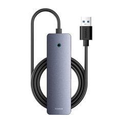 Hub 4in1 Baseus UltraJoy Lite 150cm USB-A to 4x USB 3.0 + USB-C 5V (grey) цена и информация | Адаптеры, USB-разветвители | pigu.lt