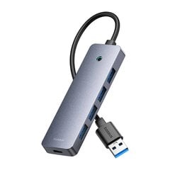 Hub 4in1 Baseus UltraJoy Lite 15cm USB-A to 4x USB 3.0 + USB-C 5V (grey) цена и информация | Адаптеры, USB-разветвители | pigu.lt