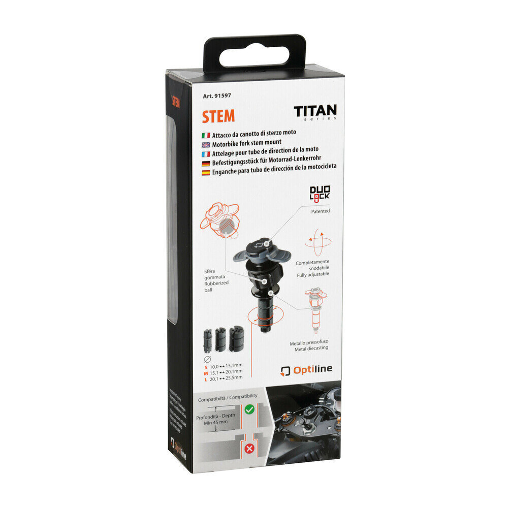 Optiline "OPTI-STEM PRO" TITAN motociklo rankenėlė telefono tvirtinimui kaina ir informacija | Telefono laikikliai | pigu.lt