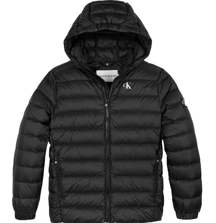 Calvin Klein striukė berniukams CK Light Down Jacket IB0IB00554 BEH, juoda цена и информация | Striukės berniukams | pigu.lt