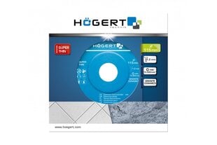 Алмазный диск для керамической плитки 115 мм, HT6D721, Hogert цена и информация | Механические инструменты | pigu.lt