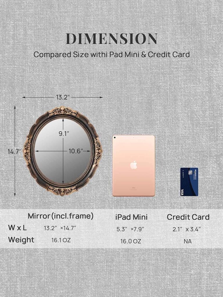 Sieninis veidrodis Omiro, rudas kaina ir informacija | Veidrodžiai | pigu.lt