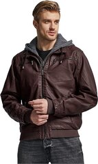 Кожаная мужская куртка Wantdo, коричневая цена и информация | Мужские куртки | pigu.lt