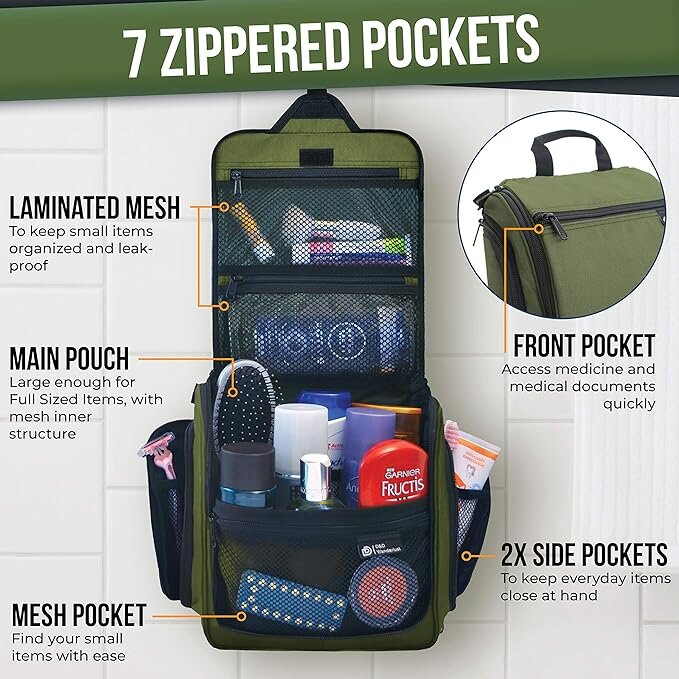 Makiažo krepšys/kelioninis krepšys/tualeto reikmenų krepšys D&D Wanderlust, žalias цена и информация | Lagaminai, kelioniniai krepšiai | pigu.lt
