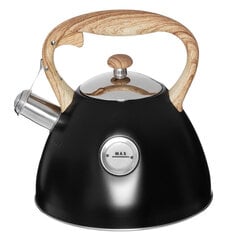 Чайник Maku со свистком 2,5 л черный цена и информация | Чайники, кофейники | pigu.lt