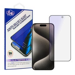 Полный клей из закаленного стекла с защитой от синего цвета для iPhone 15 Plus/15 Pro Max цена и информация | Защитные пленки для телефонов | pigu.lt