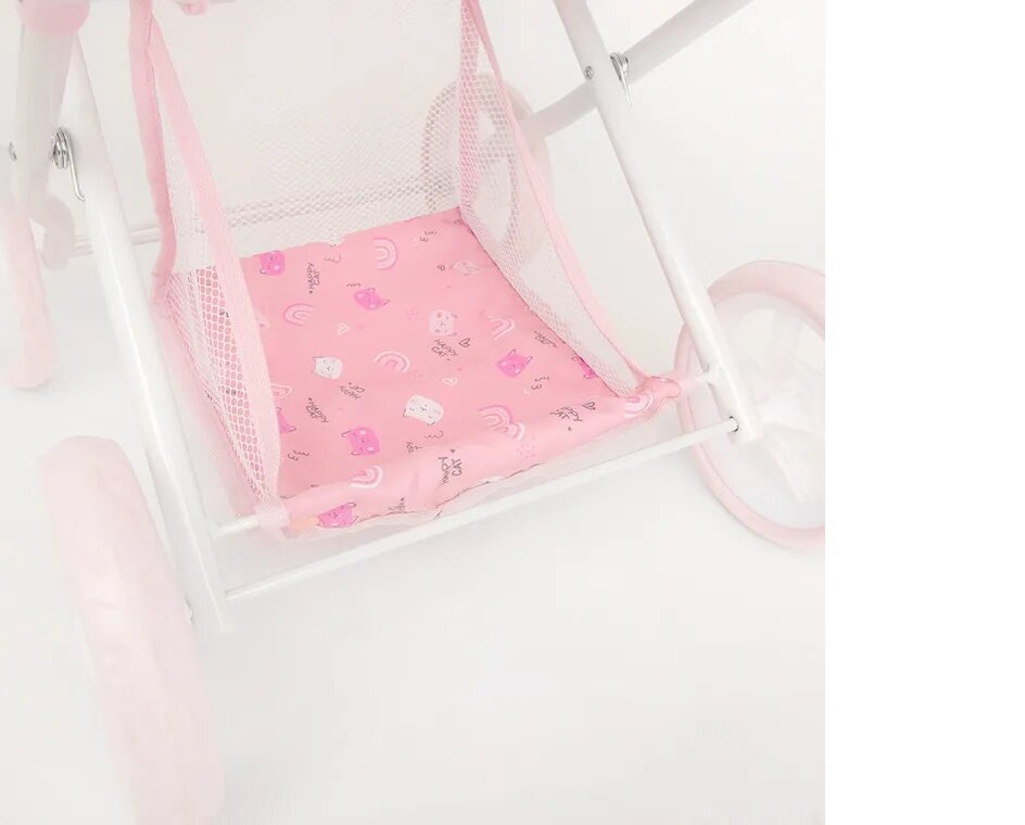 Lėlės vežimėlis Happy Cat Smiki, rožinis цена и информация | Žaislai mergaitėms | pigu.lt