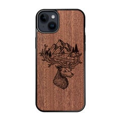 Деревянный чехол для iPhone 15 Plus FoxysCraft, Deer and mountains, красное дерево цена и информация | Чехлы для телефонов | pigu.lt