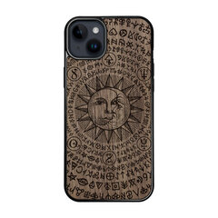 Деревянный чехол для iPhone 15 Plus FoxysCraft, Occult sun and moon, ореховое дерево цена и информация | Чехлы для телефонов | pigu.lt