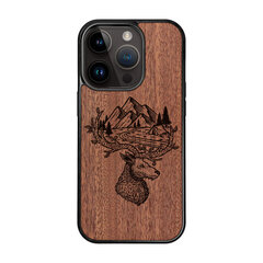 Деревянный чехол для iPhone 12 FoxysCraft, Deer and mountains, красное дерево цена и информация | Чехлы для телефонов | pigu.lt