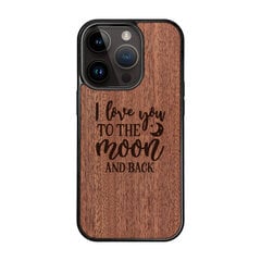 Деревянный чехол для iPhone 15 Pro FoxysCraft, I love you to the moon and back, красное дерево цена и информация | Чехлы для телефонов | pigu.lt