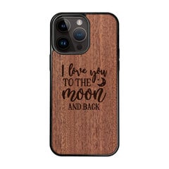 Деревянный чехол для iPhone 15 Pro Max FoxysCraft, I love you to the moon and back, красное дерево цена и информация | Чехлы для телефонов | pigu.lt