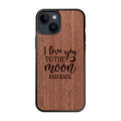 Деревянный чехол для iPhone 14 FoxysCraft, I love you to the moon and back, красное дерево цена и информация | Чехлы для телефонов | pigu.lt