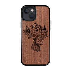 Деревянный чехол для iPhone 13 mini FoxysCraft, Deer and mountains, красное дерево цена и информация | Чехлы для телефонов | pigu.lt