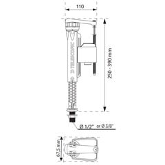 Vandens prileidimo mechanizmas Wirquin apatinio pajungimo 3/8" цена и информация | Детали для унитазов, биде | pigu.lt