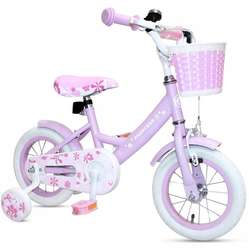 Miesto dviratis Enero Princess 12", baltas/violetinis kaina ir informacija | Dviračiai | pigu.lt
