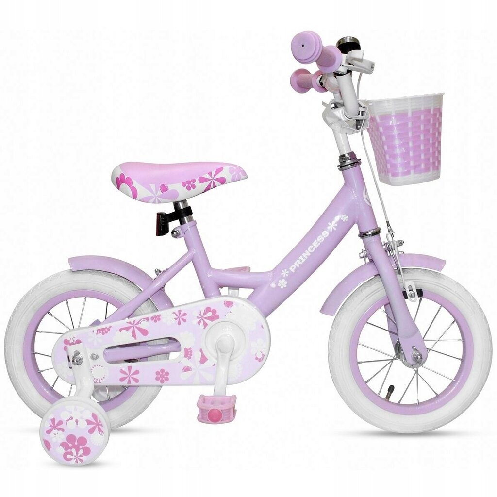 Miesto dviratis Enero Princess 12", baltas/violetinis kaina ir informacija | Dviračiai | pigu.lt
