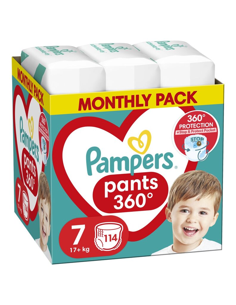 Sauskelnės - kelnaitės Pampers Pants, 7 dydis, 114 vnt, 17kg+ kaina ir informacija | Sauskelnės | pigu.lt