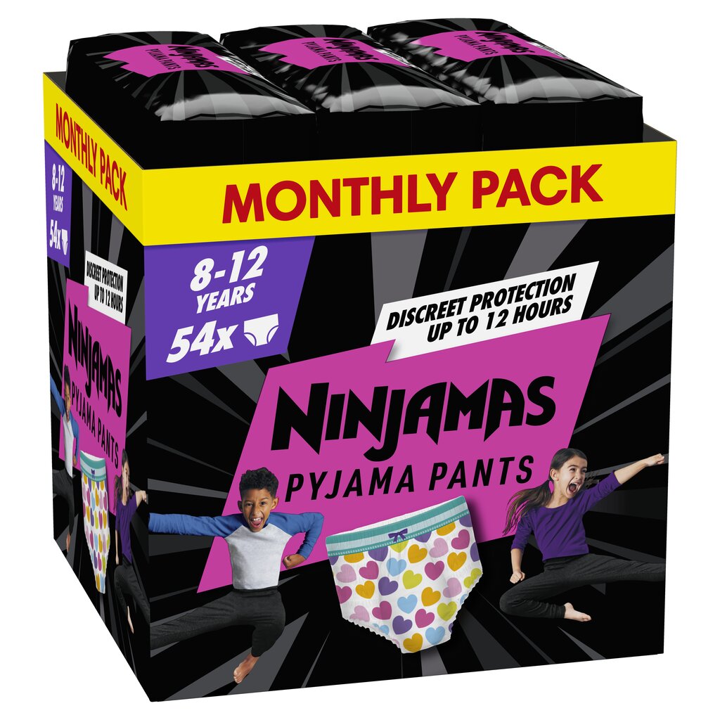 Pižaminės kelnaitės Pampers Ninjamas Heart, 54 vnt, 27-43 kg цена и информация | Sauskelnės | pigu.lt