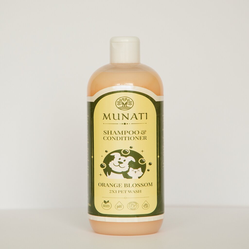 Šampūnas ir kondicionierius Munati 2-in-1, apelsinų žiedų kvapo, 500 ml kaina ir informacija | Kosmetinės priemonės gyvūnams | pigu.lt